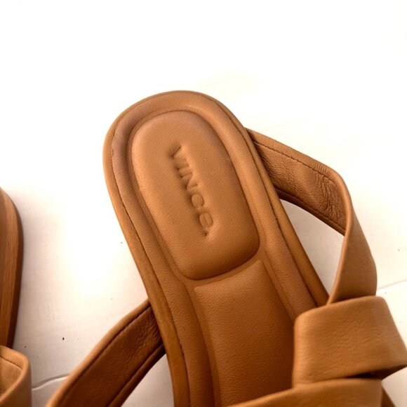 Vince Sandal Slide Zayna Black Leather Flat Square Strappy Slip On - Picture 3 of 8